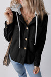 Lila Drawstring Button Up Hooded Jacket