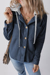 Lila Drawstring Button Up Hooded Jacket