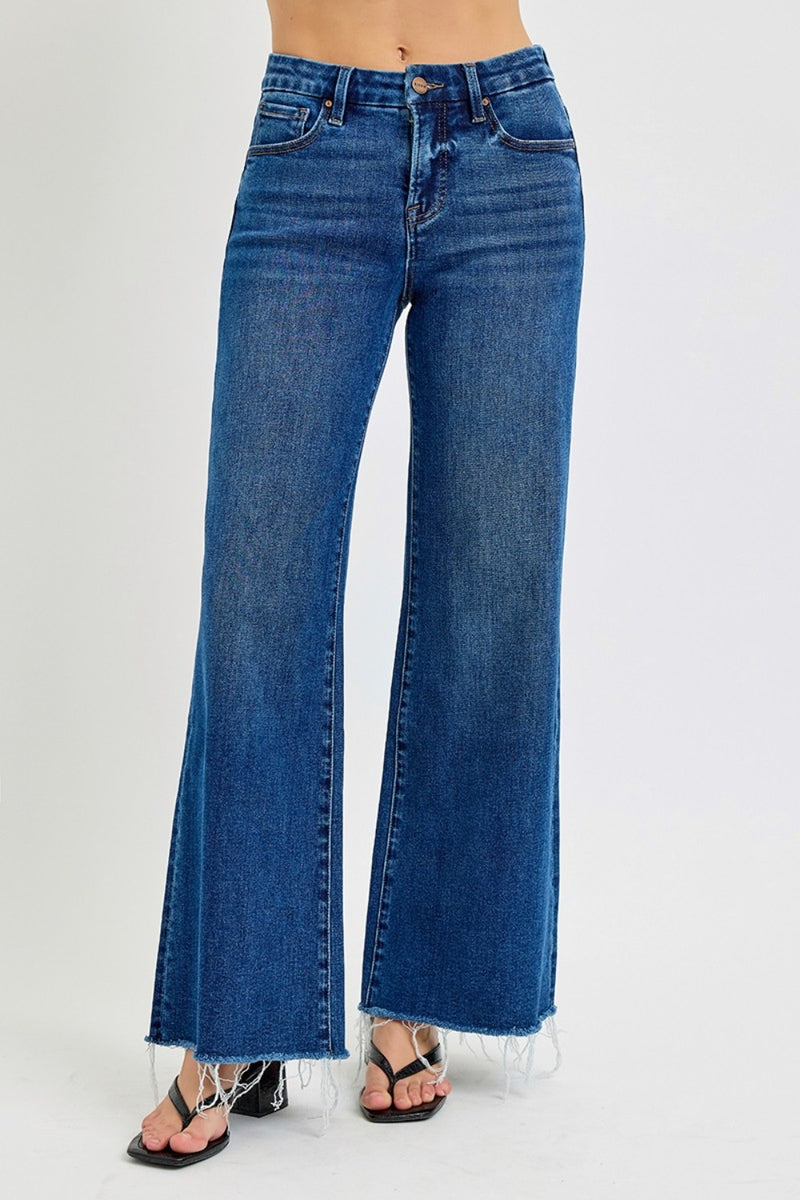 Kayla Tummy Control High Rise Wide Leg Jeans by RISEN