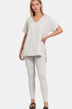 Blake V-Neck Rolled T-Shirt and Leggings Lounge Set