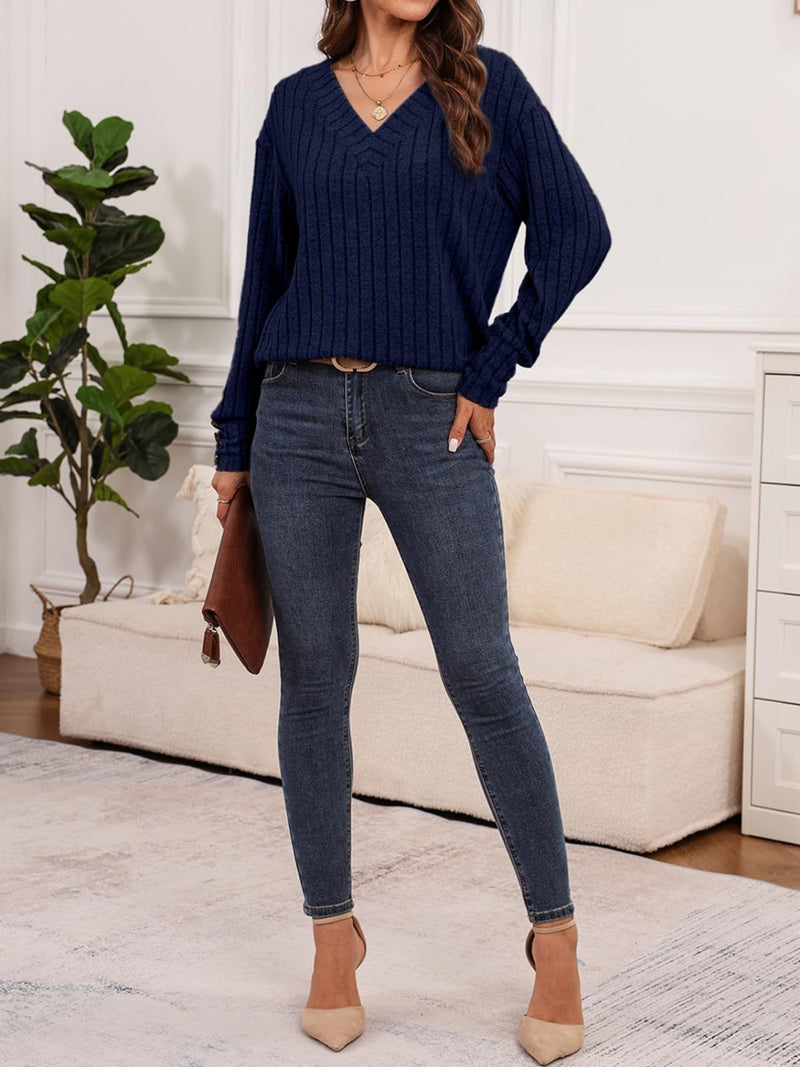 Haven Ribbed V-Neck Long Sleeve