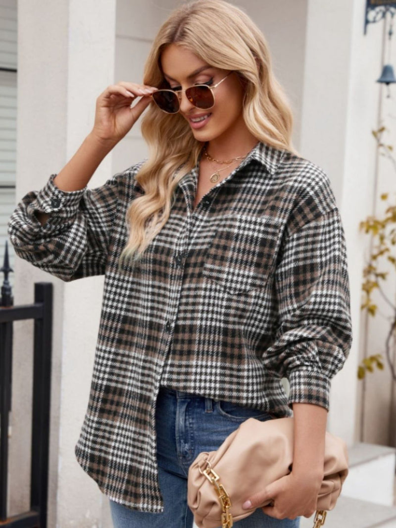 Larissa Pocketed Plaid Long Sleeve Shirt