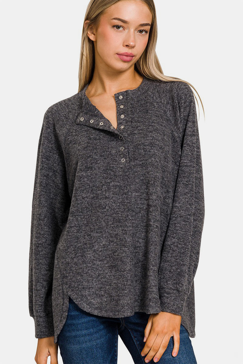 Keeley Brushed Melange Hacci High-Low Sweater