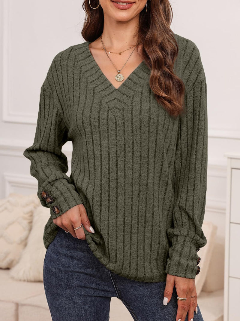 Haven Ribbed V-Neck Long Sleeve