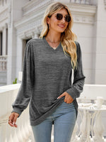 Addison Heathered V-Neck Long Sleeve