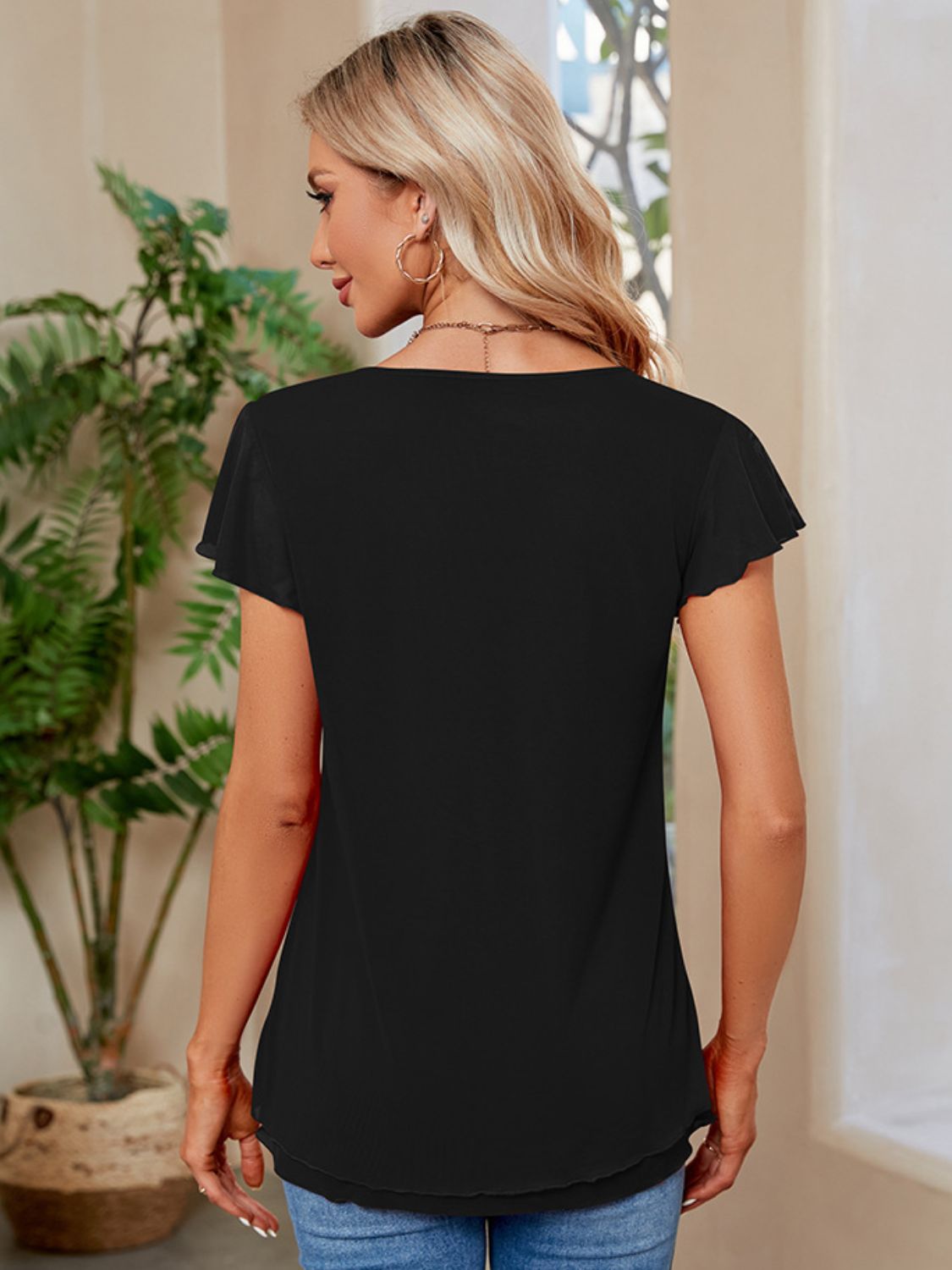 Mimi Ruched V-Neck T-Shirt