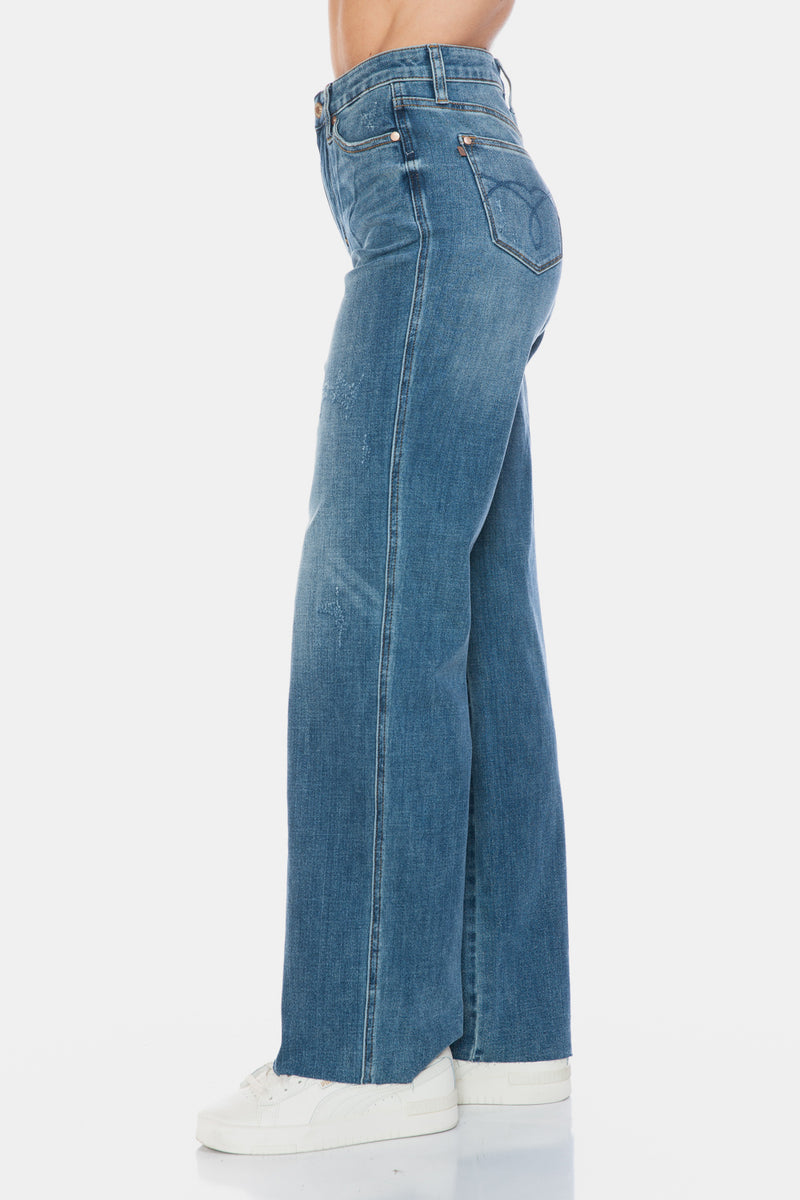 Claire Tummy Control Cut Raw Hem Straight Judy Blue Jeans