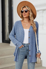 Kelly Ribbed Button Up Long Sleeve Cardigan