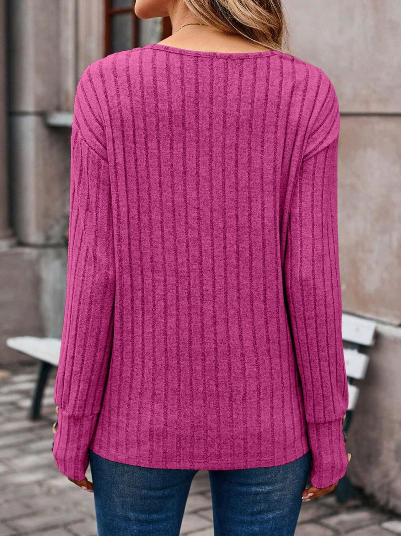 Haven Ribbed V-Neck Long Sleeve