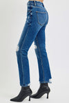 Sloane High Rise Distressed Crop Straight Jeans by RISEN