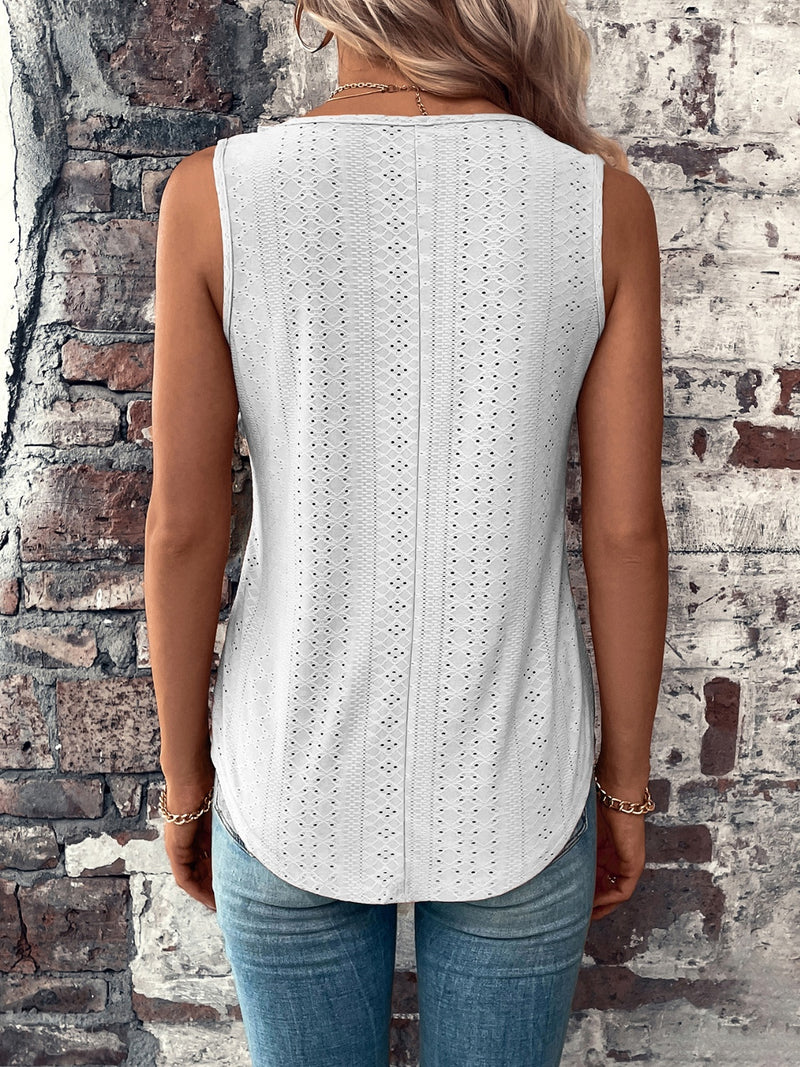 Brooklyn Eyelet V-Neck Wide Strap Tank