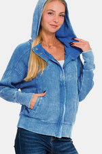 Isabella Washed Zip Up Hooded Jacket