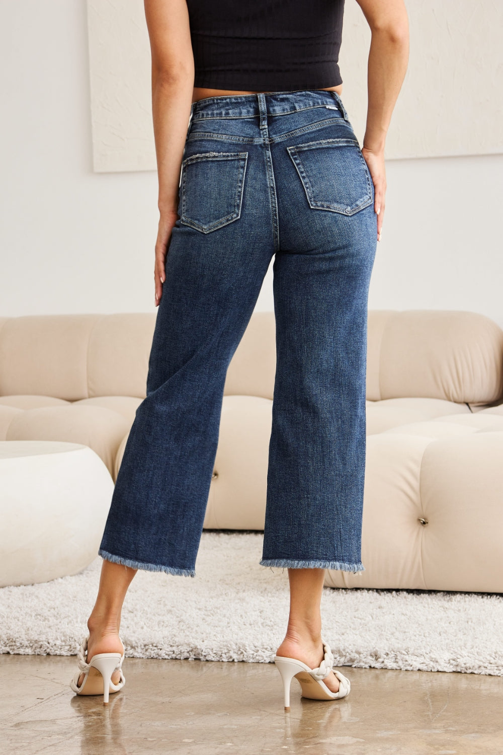 Sloane Tummy Control High Waist Raw Hem  Risen Jeans