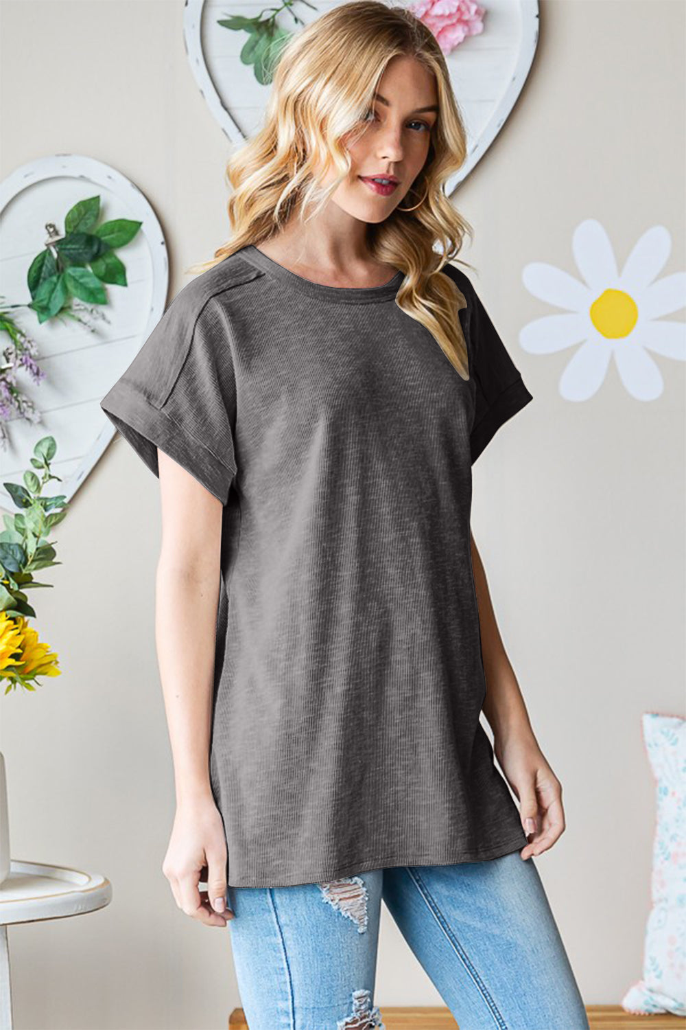 Charcoal Round Neck T-Shirt