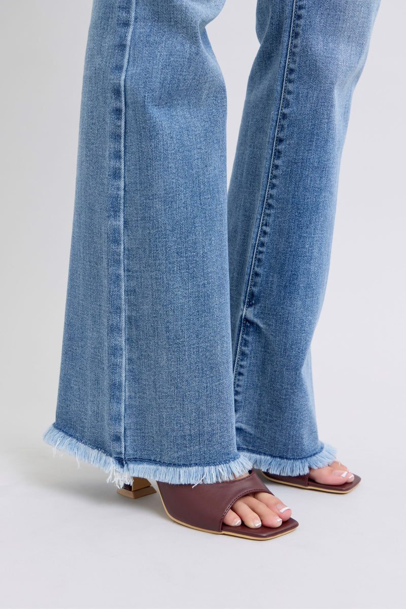 Delaney Raw Hem High Rise Bootcut Judy Blue Jeans