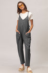 Rylee Washed Sleeveless Overalls with Front Pockets