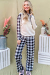 Avery Drawstring Hooded Top and Plaid Pants Lounge Set