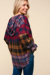 Serena Plaid Edge Cut Detail Hooded Top