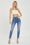 Braylee RISEN High Rise Knee Distressed Skinny Jeans