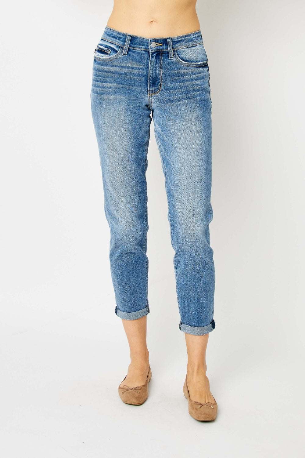 Sariah Judy Blue Cuffed Hem Slim Jeans