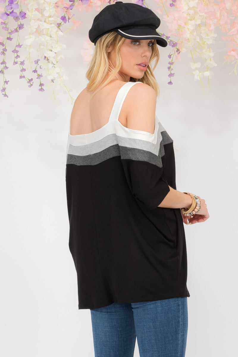 Jolie Striped Cold Shoulder Top