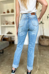 Zoey Distressed Straight Judy Blue Jeans with Patch Pockets