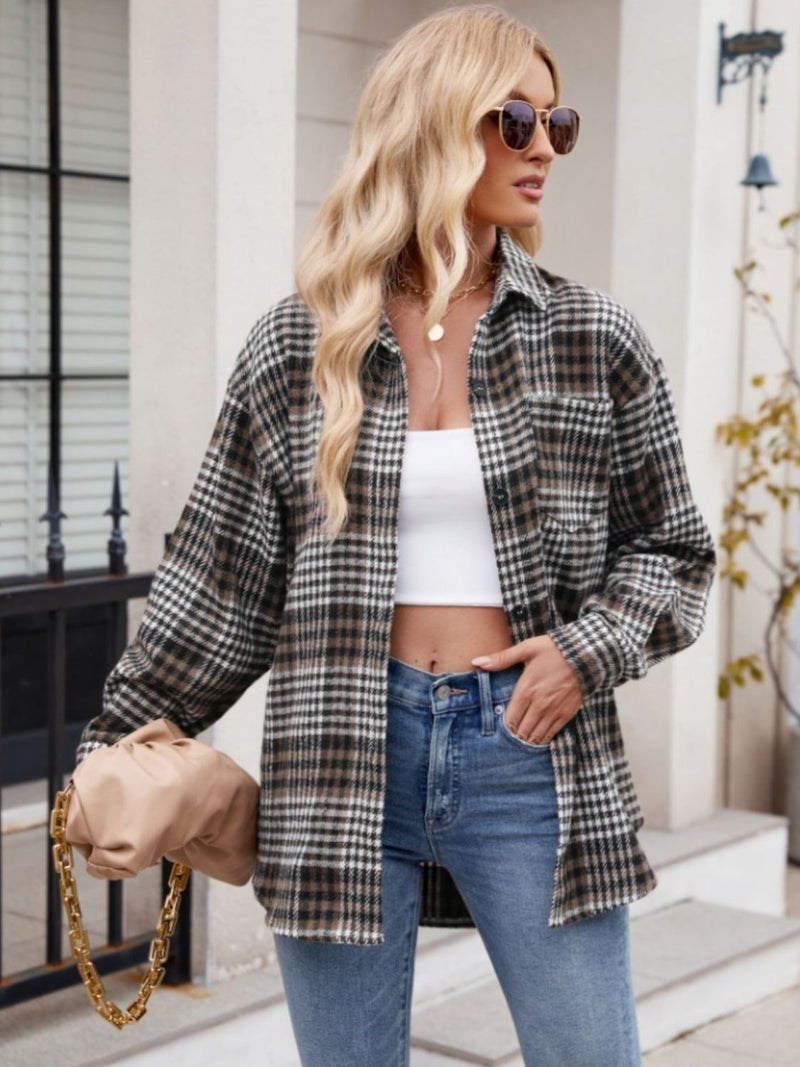 Larissa Pocketed Plaid Long Sleeve Shirt