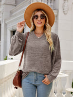 Addison Heathered V-Neck Long Sleeve