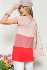 Heather Color Block Short Sleeve Top