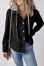 Lila Drawstring Button Up Hooded Jacket