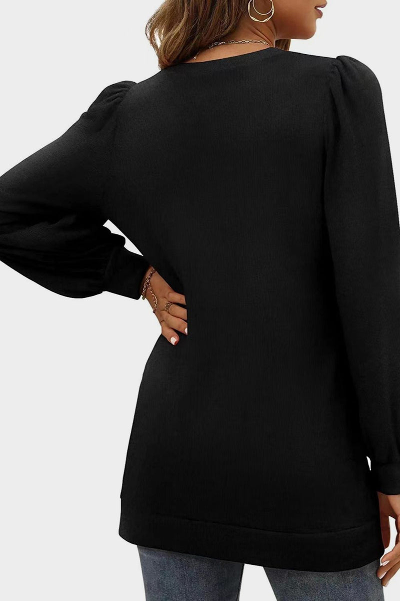 Addison Heathered V-Neck Long Sleeve