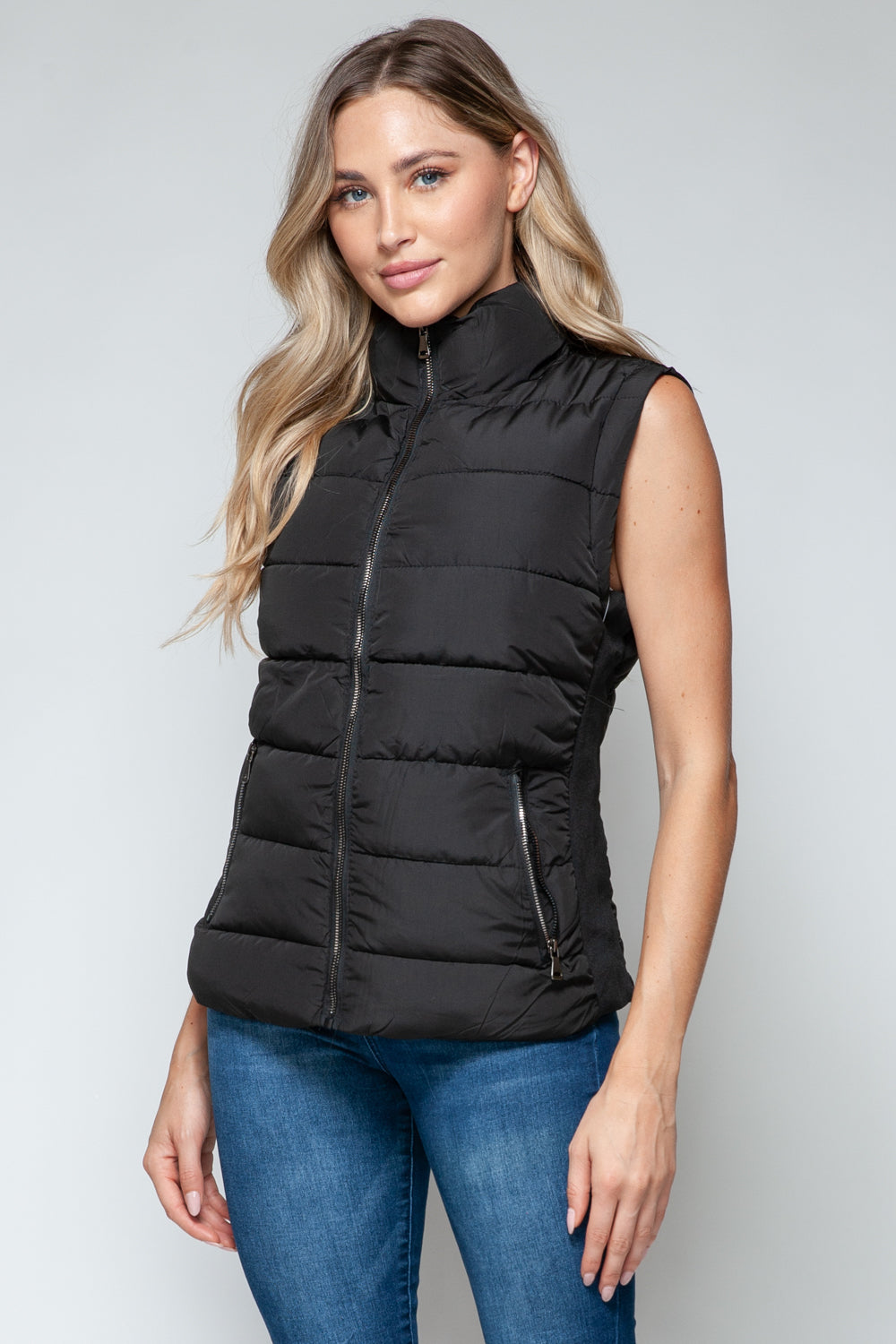 Sady Zip Up Turtleneck Vest with Pockets