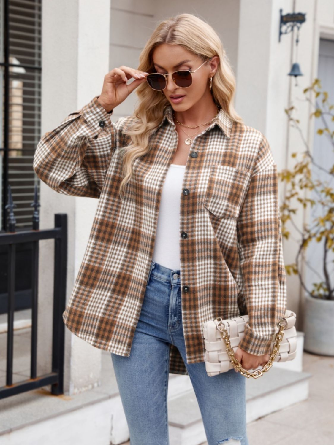 Larissa Pocketed Plaid Long Sleeve Shirt