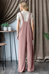 Chloe Ribbed Front Pocket Sleeveless Jumpsuit in Mauve