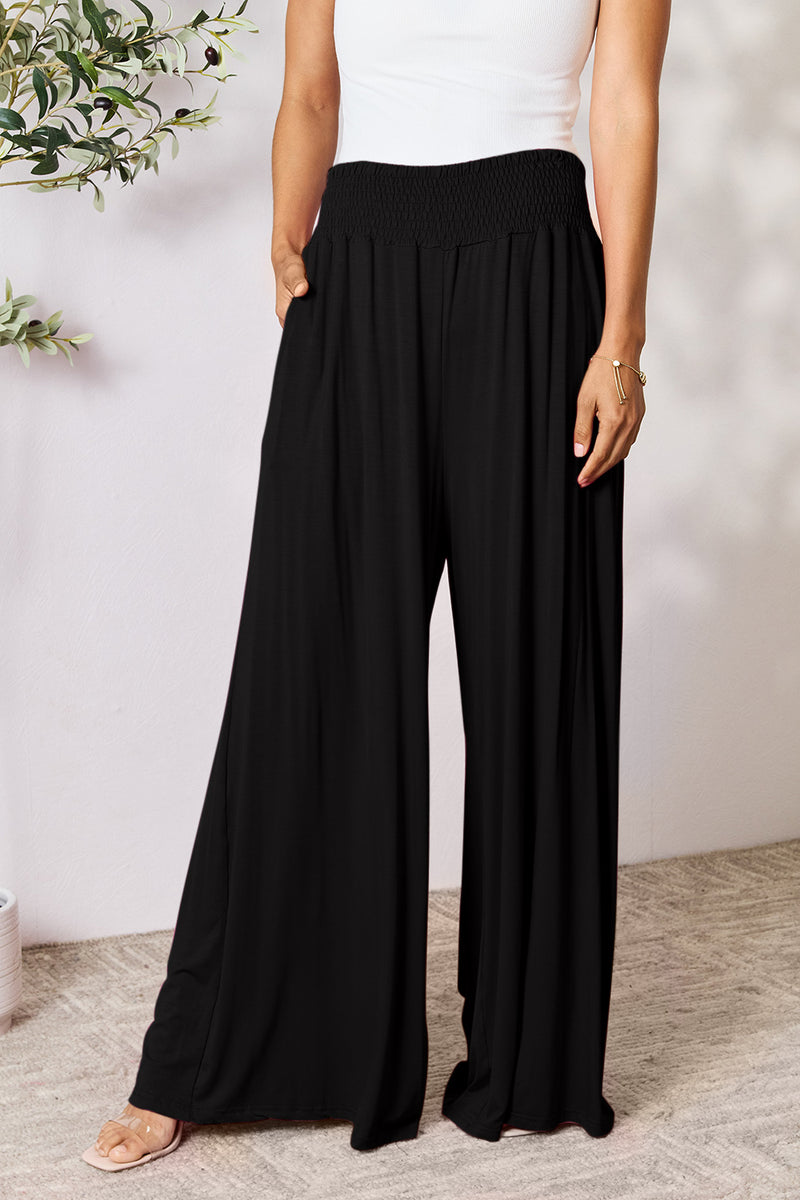 Journey Smocked Wide Waistband Wide Leg Pants