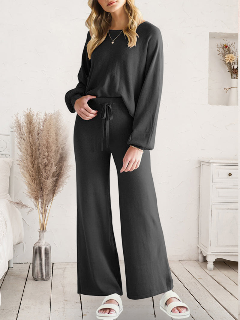 Maddie Long Sleeve Lounge Top and Drawstring Pants Set