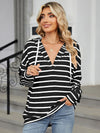 Miranda Drawstring Striped Long Sleeve Hoodie