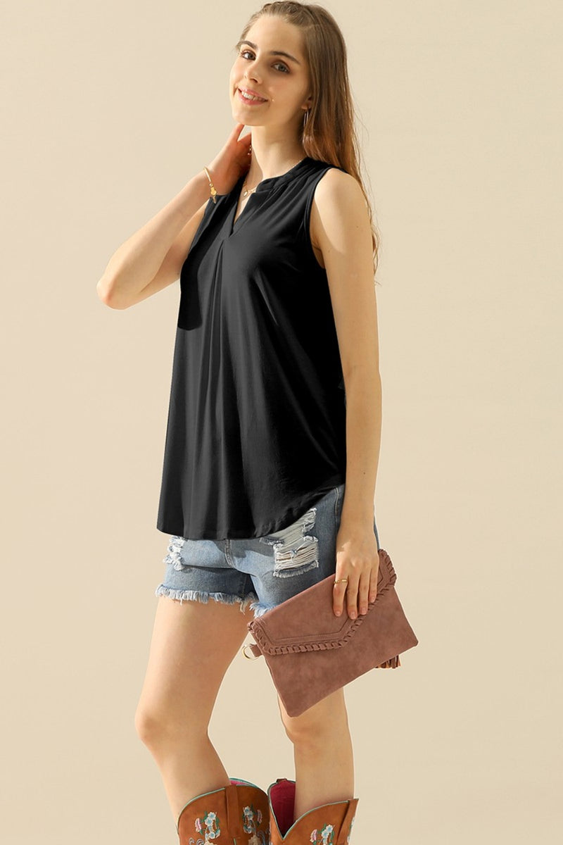 Cassie Notched Sleeveless Top
