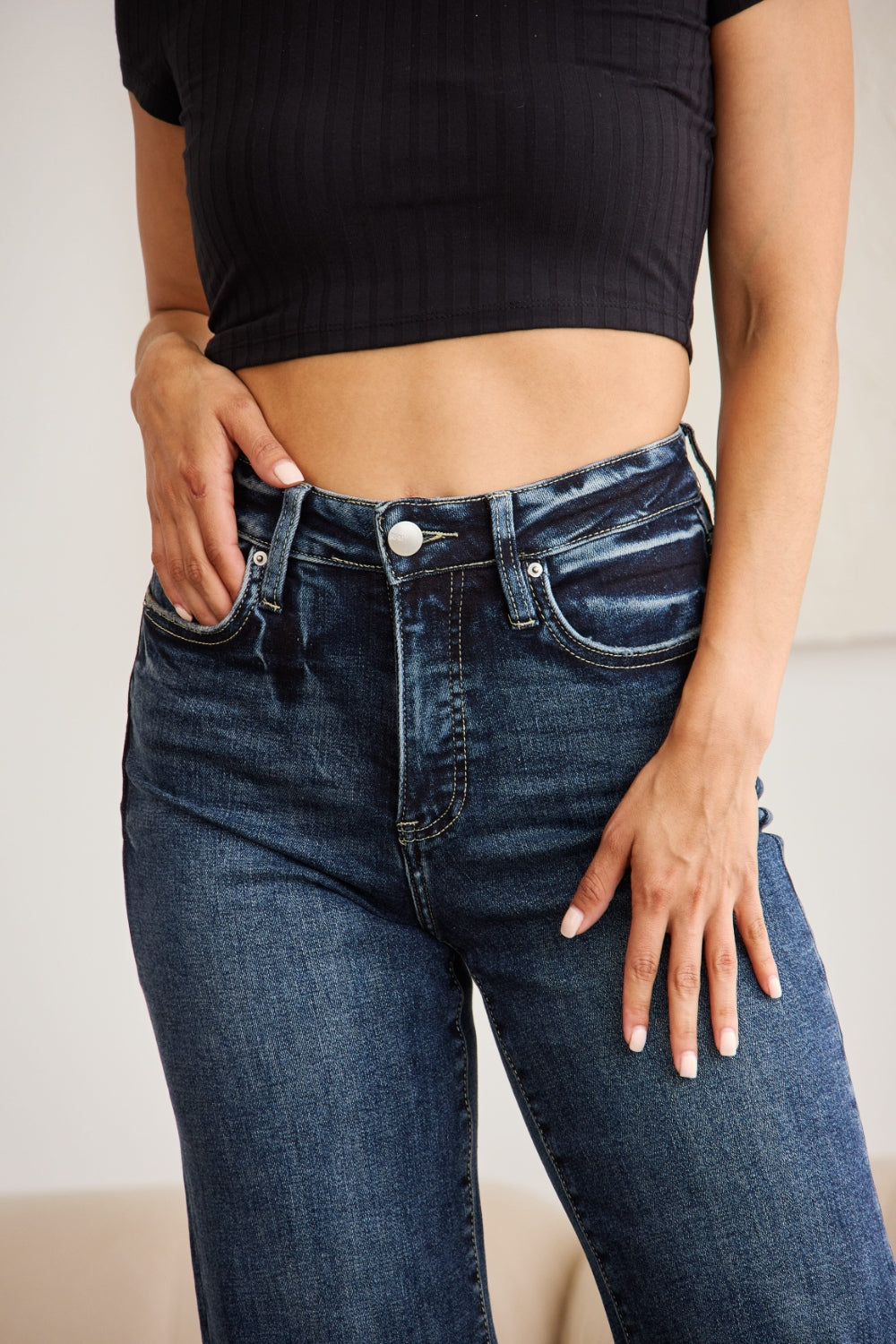 Sloane Tummy Control High Waist Raw Hem  Risen Jeans