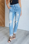 Aiden High Rise Patch Pocket Distressed Boyfriend Judy Blue Jeans