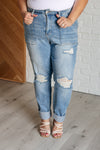 Aiden High Rise Patch Pocket Distressed Boyfriend Judy Blue Jeans