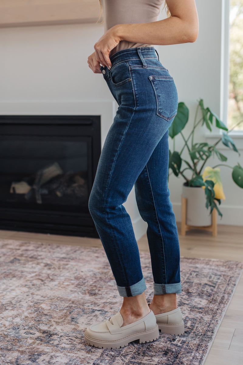 Amber Mid Rise Cuffed Slim Fit Judy Blue Jeans