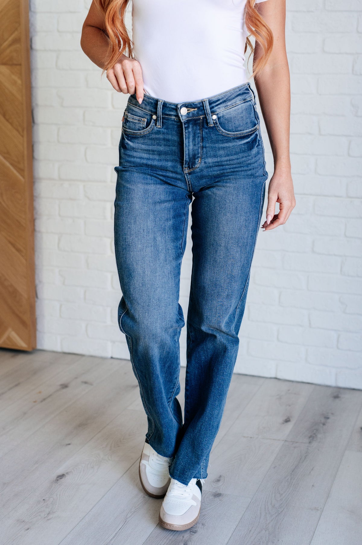 Anita Mid Rise Control Top Vintage Straight Leg Judy Blue Jeans