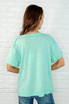 Basic Instinct Drop Shoulder V-Neck Tee in Mint