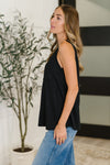 Buttoned Up Buttercup Sleeveless Top in Black