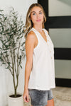 Buttoned Up Buttercup Sleeveless Top in Ivory