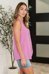 Buttoned Up Buttercup Sleeveless Top in Magenta Glow