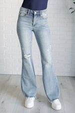 Caroline Mid Rise Control Top Distressed Flare Judy Blue Jeans