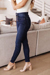 Celecia High Waist Hand Sanded Resin Skinny Judy Blue Jeans