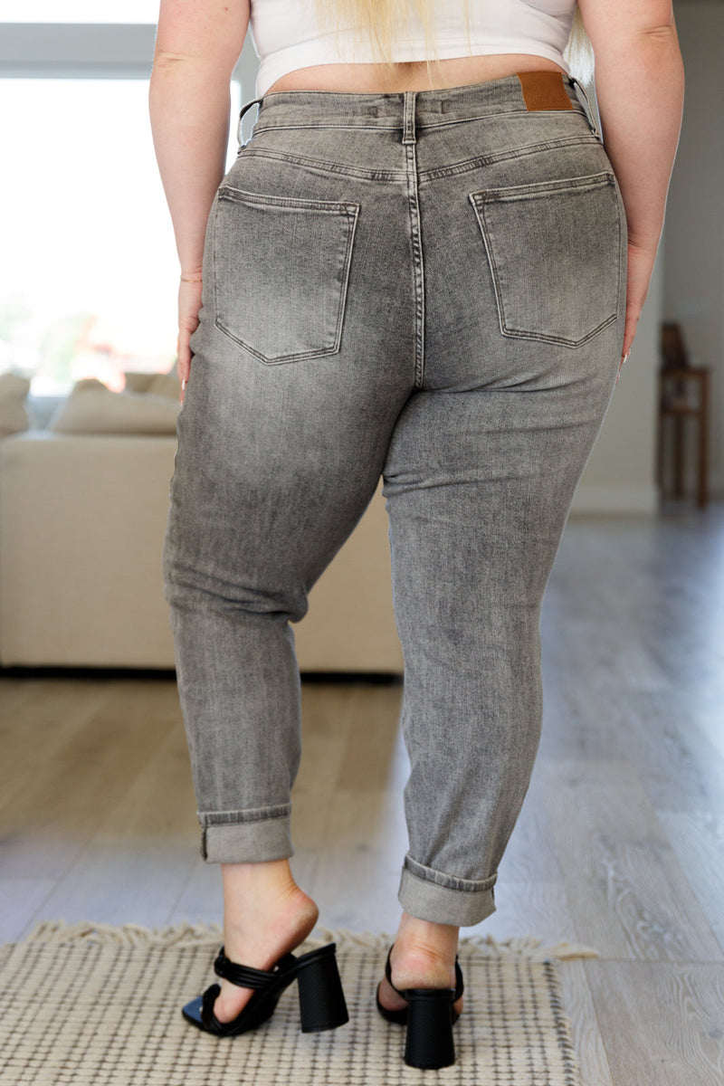 Charlotte High Rise Stone Wash Slim Judy Blue Jeans in Gray